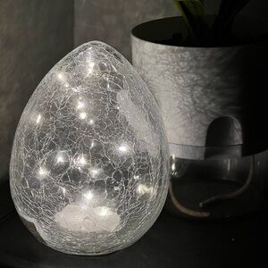 Crackled Glass LED Egg Night Light - Clear